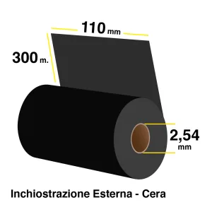 Ribbon cera – mm 110x300 m - avvolgimento esterno