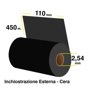 Ribbon cera mm 110x450 m - avvolgimento esterno