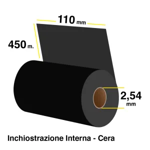 Ribbon cera - mm 110x450 m - avvolgimento interno
