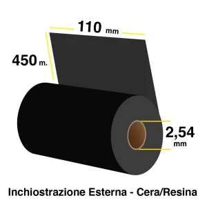 Ribbon cera/resina mm 110x450 m - avvolgimento esterno