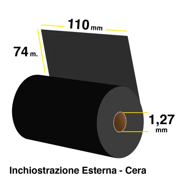Ribbon GK420t compatibile Zebra 110 mm. x 74 m.