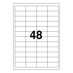 Etichette laser in A4, poliestere bianco opaco, formato 45,7 x 21,2 mm