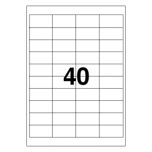 Etichette laser in A4, poliestere bianco opaco, formato 48,5 x 25,4 mm