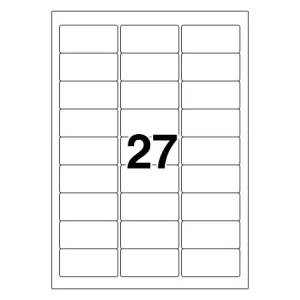 Etichette laser in A4, poliestere bianco opaco, formato 63,5 x 29,6 mm