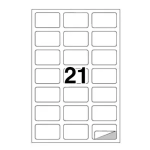 Etichette laser in A4, poliestere bianco opaco, formato 63,5 x 38,1 mm