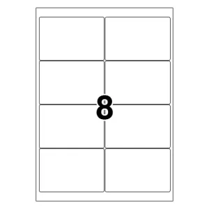 Etichette laser in A4, poliestere bianco opaco, formato 99,1 x 67,7 mm