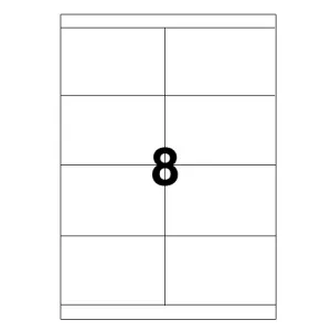 Etichette laser in A4, poliestere bianco opaco, formato 105 x 70 mm