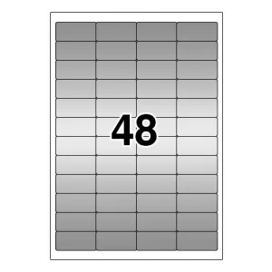 Etichette laser in A4, poliestere argento, formato 45,7 x 21,2 mm