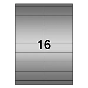 Etichette laser in A4, poliestere argento, formato 105 x 37 mm