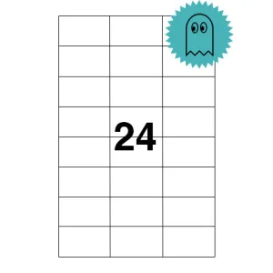 Etichette laser in A4, poliestere trasparente opaco, formato 70 x 37 mm