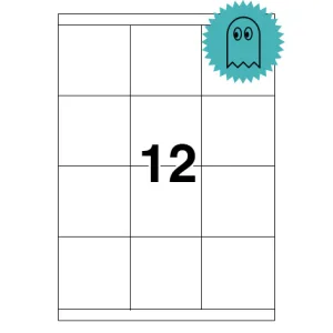 Etichette laser in A4, poliestere trasparente opaco, formato 70 x 67,7 mm