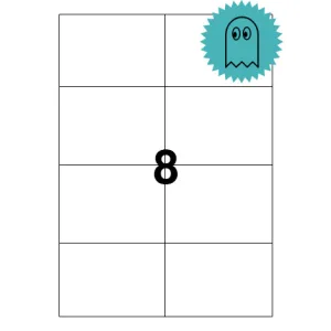 Etichette laser in A4, poliestere trasparente opaco, formato 105 x 74 mm