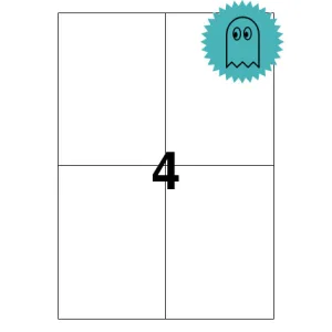 Etichette laser in A4, poliestere trasparente opaco, formato 105 x 148 mm