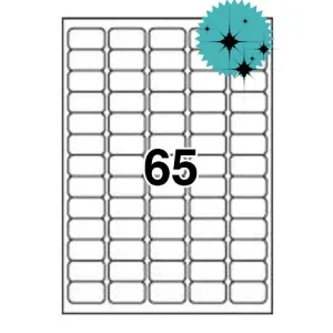 Etichette laser in A4, poliestere bianco lucido, formato 38,1 x 21,2 mm