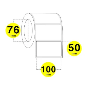 bobina etichette adesive termiche -larghezza 100 mm altezza 50 mm - rotolo da 1500 etichette anima 76 - confezione da 2 bobine.