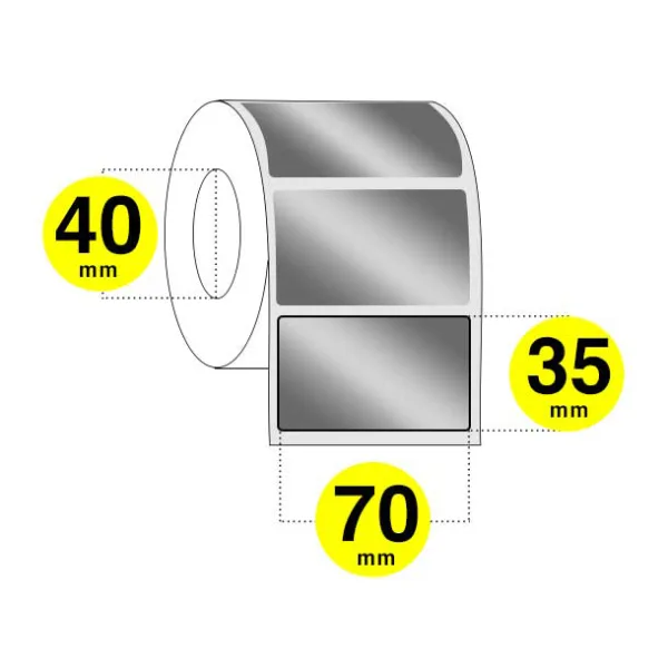 Etichette cespiti 70x35 mm - rotolo da 1100 etichette anima 40 - confezione da 6 rotoli - PLAR400910 Etichette cespiti larghezza 70 mm e altezza 35 mm - rotolo da 1100 etichette anima 40 - confezione da 6 rotoli.