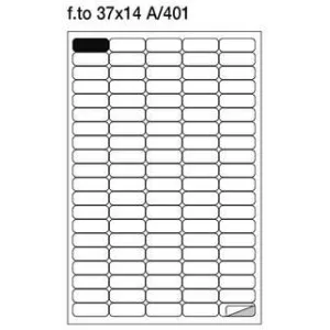 Etichette adesive su foglio A4 37x14 mm. Con angoli arrotondati