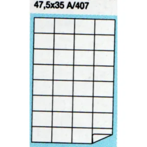 Etichette adesive su foglio A4 47x35 mm. Con angoli arrotondati