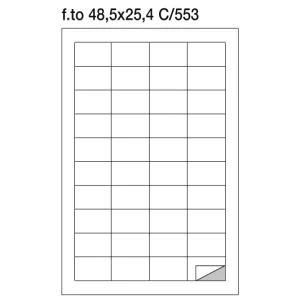 Etichette adesive su foglio A4 48,5x25,4 mm con margini