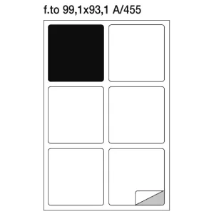 Etichette adesive su foglio A4 99,1x93,1 mm con angoli arrotondati