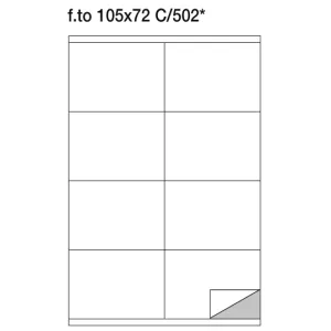 Etichette adesive su foglio A4 105x72 mm. Con margini