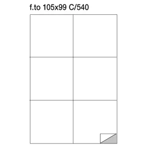 Etichette adesive su foglio A4 105x99 mm. Senza margini