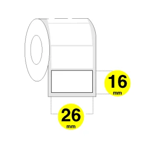 Etichette prezzatrice 26x16 rettangolari, confezione da 36 rotoli. Disponibili anche nel formato 26x16 onda.