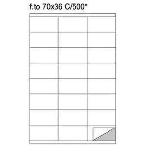 Etichette copy inkjet/laser in A4, formato 70 x 36 mm. Con margini. Removibili