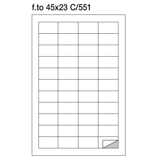 Markin etichette adesive su foglio A4 larghezza 45 mm. e altezza 23 mm. Scatola da 100 fogli A4.