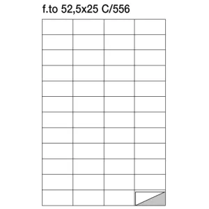 Markin etichette adesive su foglio A4 larghezza 52,5 mm. Altezza 25 mm. - Scatola da 100 fogli A4.